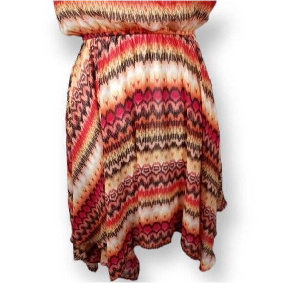 DELIRIOUS ORANGE, BROWN, CREAM DRESS SZ.M EUC. - Picture 3 of 5